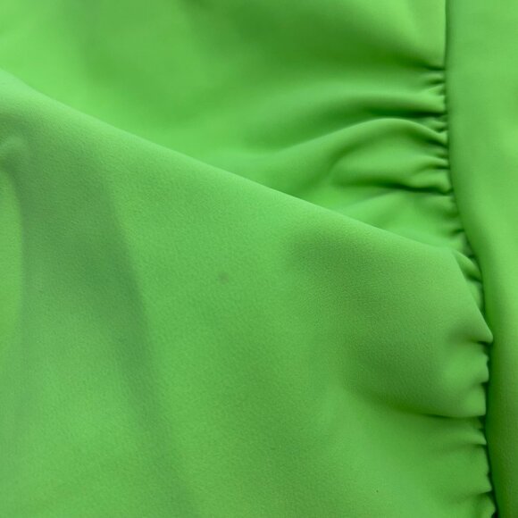 Chiara Boni Lime Green Ruched Ruffle Boatneck Scuba Sheath Dress Neon - Picture 3 of 7